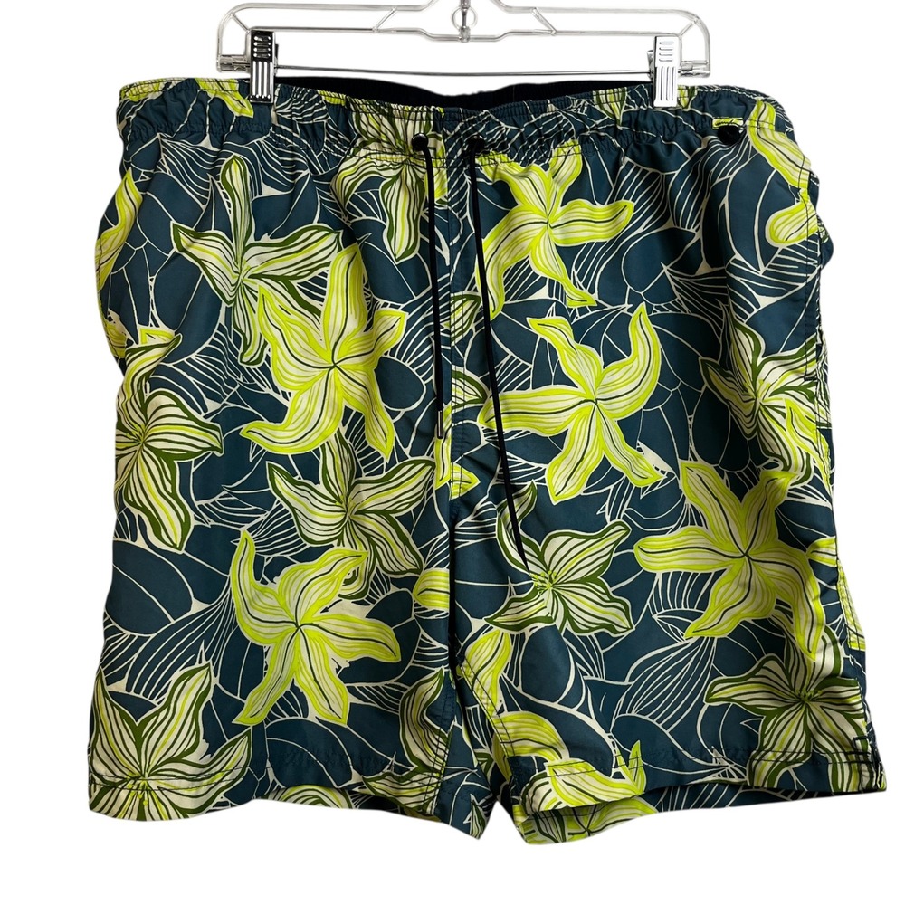 Lands‎ End Mens Swim Trunks Shorts Tropical Floral Elastic Waist Drawstring XL